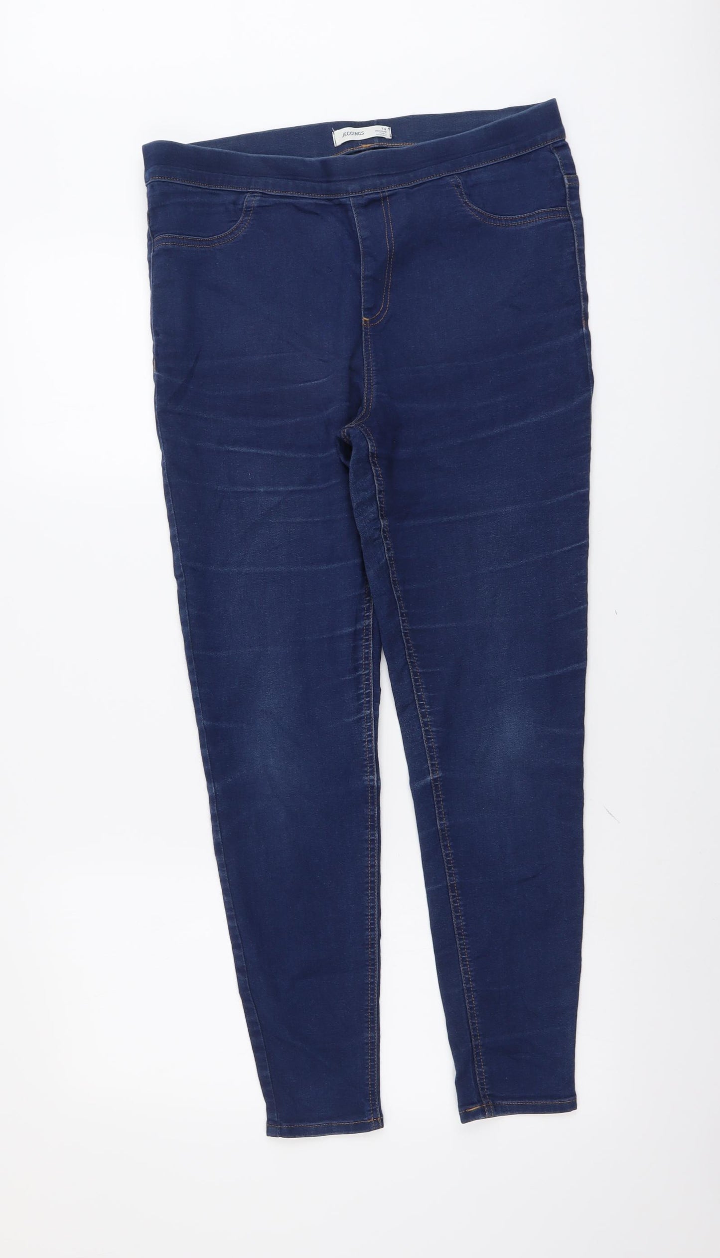 Marks and Spencer Womens Blue Cotton Jegging Jeans Size 14 L27 in Regular