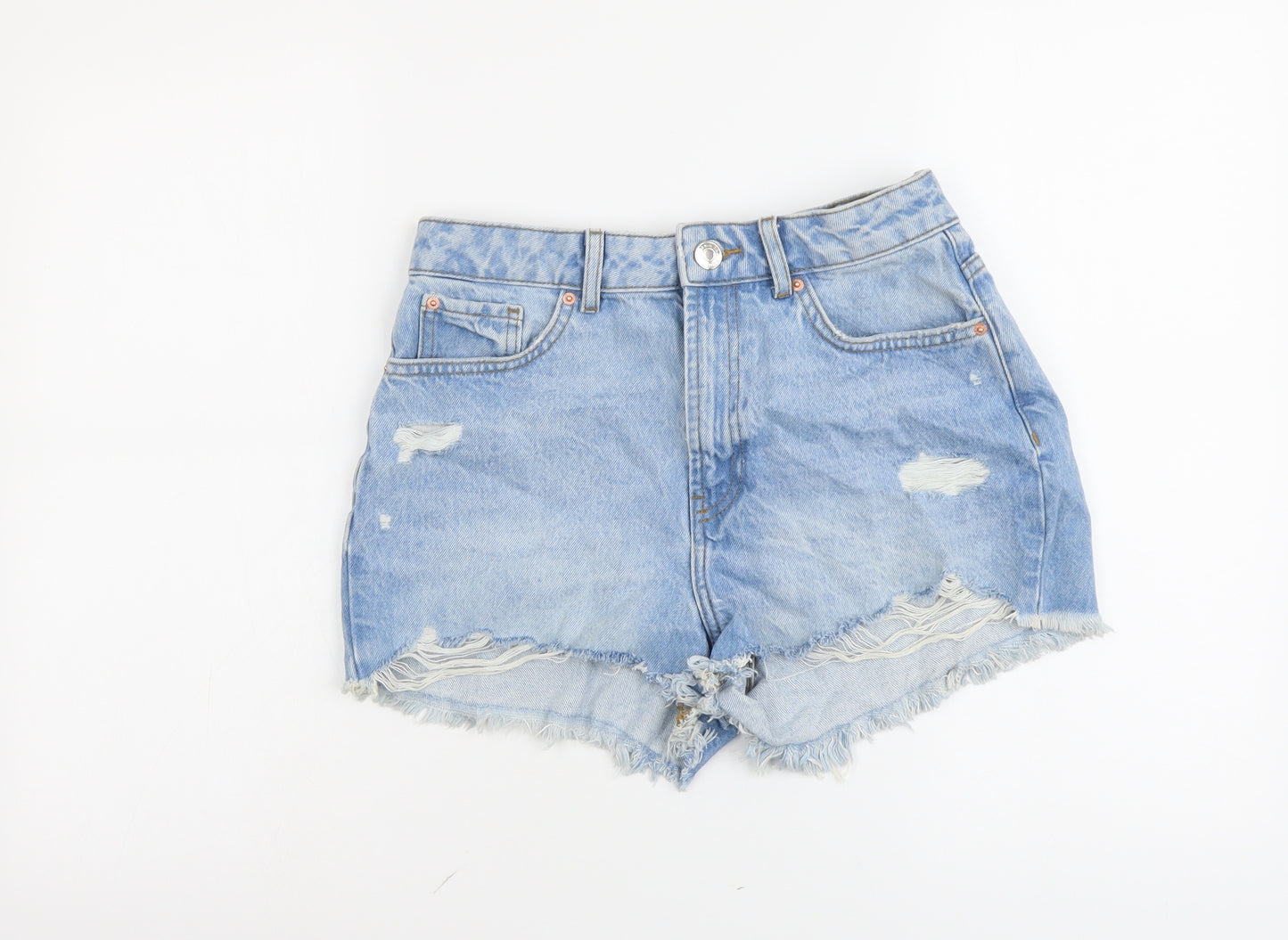 Denim & Co. Womens Blue Cotton Cut-Off Shorts Size 10 L3 in Regular Button - Distressed