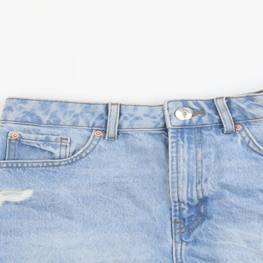 Denim & Co. Womens Blue Cotton Cut-Off Shorts Size 10 L3 in Regular Button - Distressed