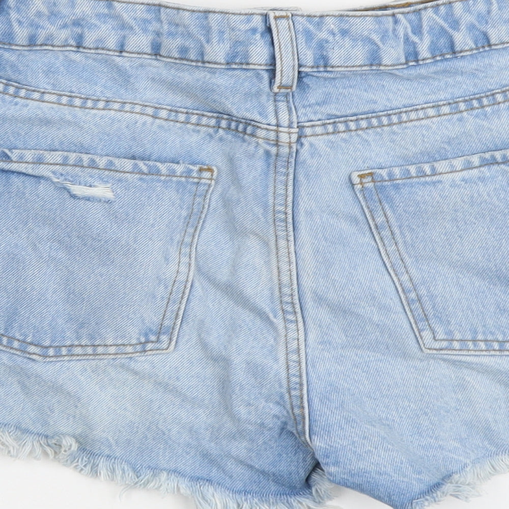Denim & Co. Womens Blue Cotton Cut-Off Shorts Size 10 L3 in Regular Button - Distressed