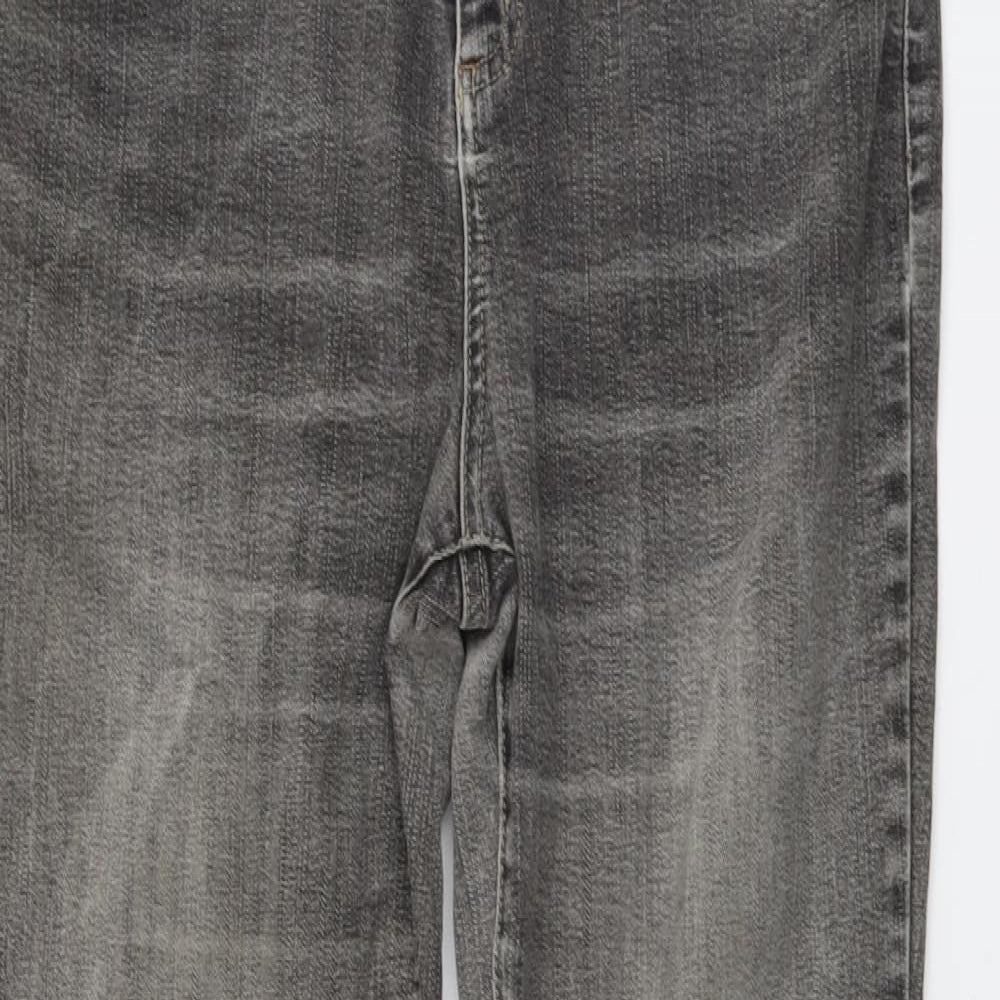 Per Una Womens Grey Cotton Straight Jeans Size 14 L29 in Regular Button