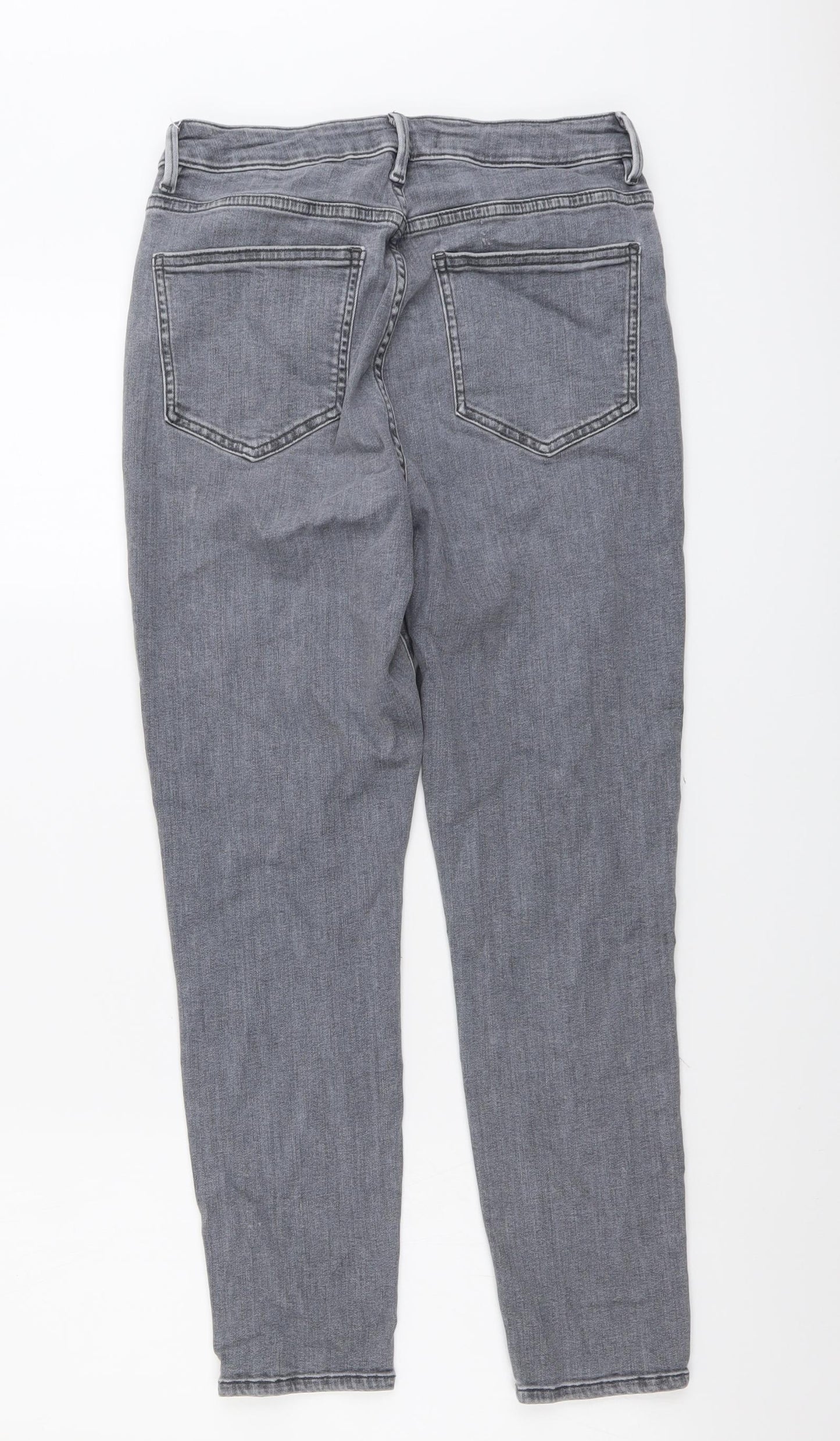 Mint Velvet Womens Grey Cotton Tapered Jeans Size 12 L25 in Slim Button