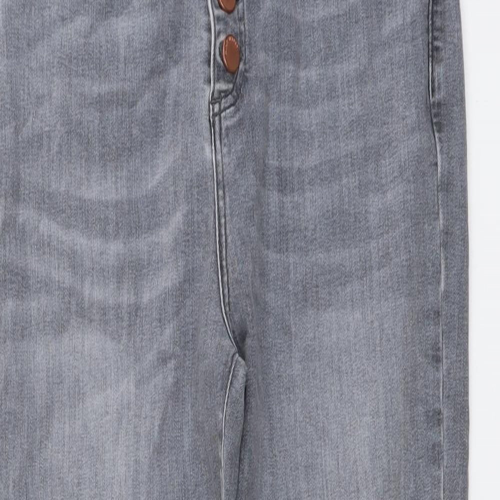 Mint Velvet Womens Grey Cotton Tapered Jeans Size 12 L25 in Slim Button