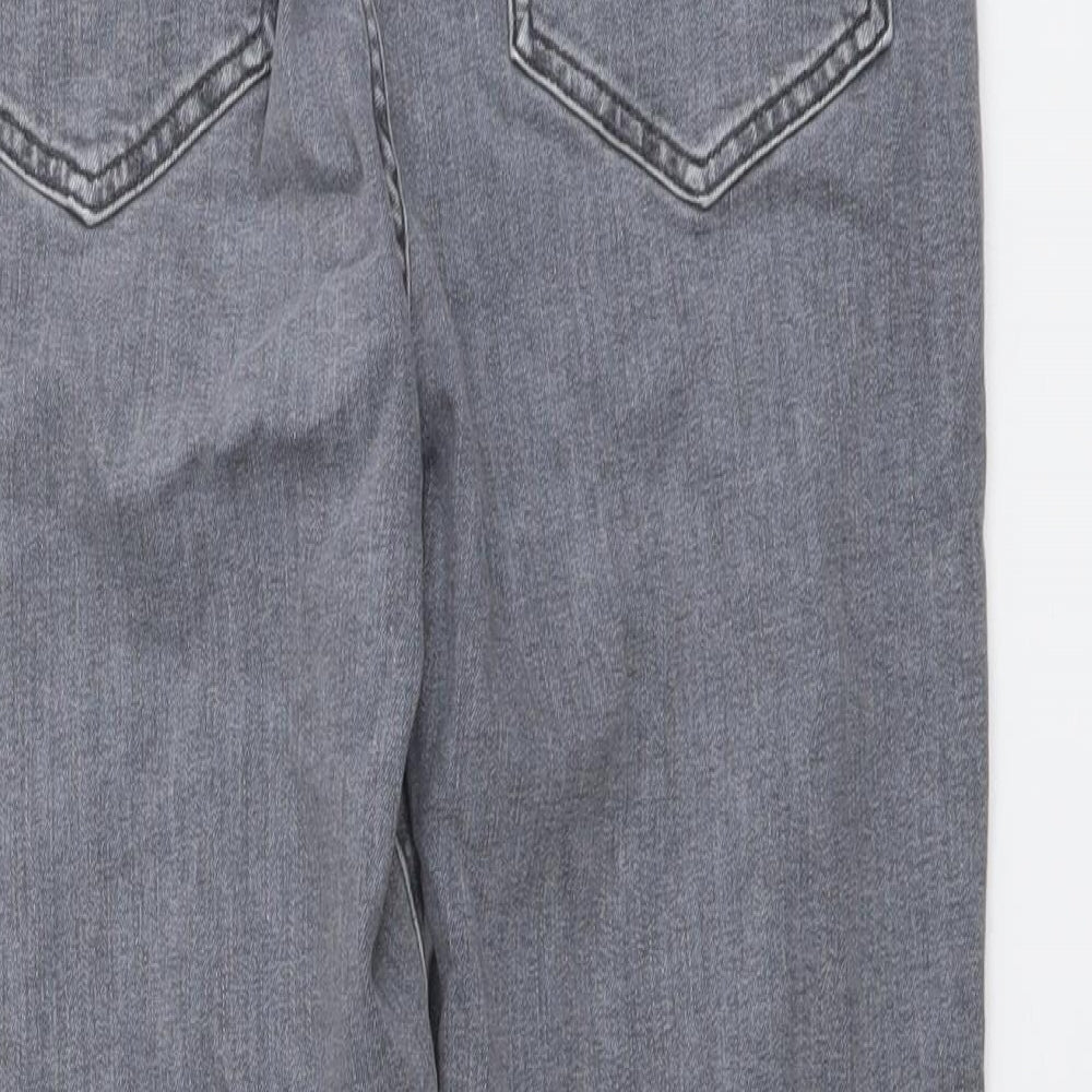 Mint Velvet Womens Grey Cotton Tapered Jeans Size 12 L25 in Slim Button