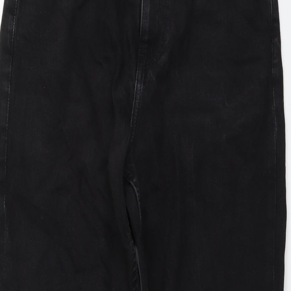 Zara Womens Black Cotton Mom Jeans Size 12 L28 in Regular Button