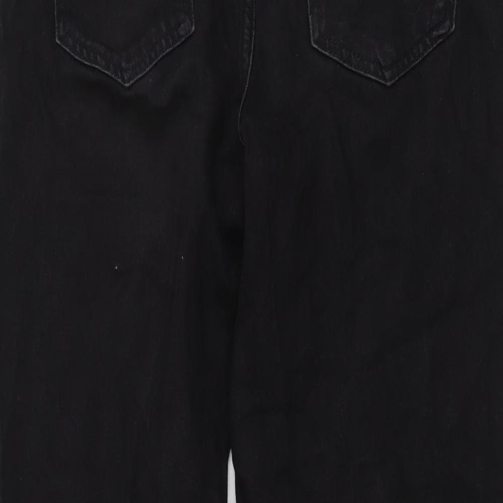 Zara Womens Black Cotton Mom Jeans Size 12 L28 in Regular Button