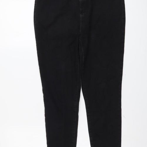 PRETTYLITTLETHING Womens Black Cotton Skinny Jeans Size 12 L28 in Regular Button