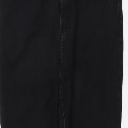 PRETTYLITTLETHING Womens Black Cotton Skinny Jeans Size 12 L28 in Regular Button