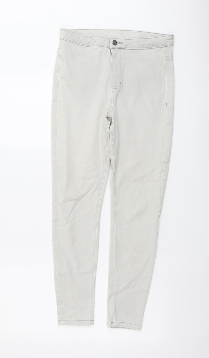 Marks and Spencer Womens Beige Cotton Skinny Jeans Size 12 L26 in Regular Button