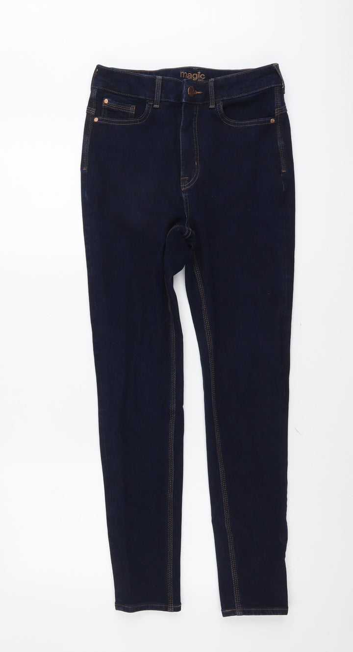 Marks and Spencer Womens Blue Cotton Skinny Jeans Size 26 in L28 in Regular Button