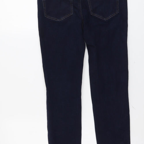 Marks and Spencer Womens Blue Cotton Skinny Jeans Size 26 in L28 in Regular Button