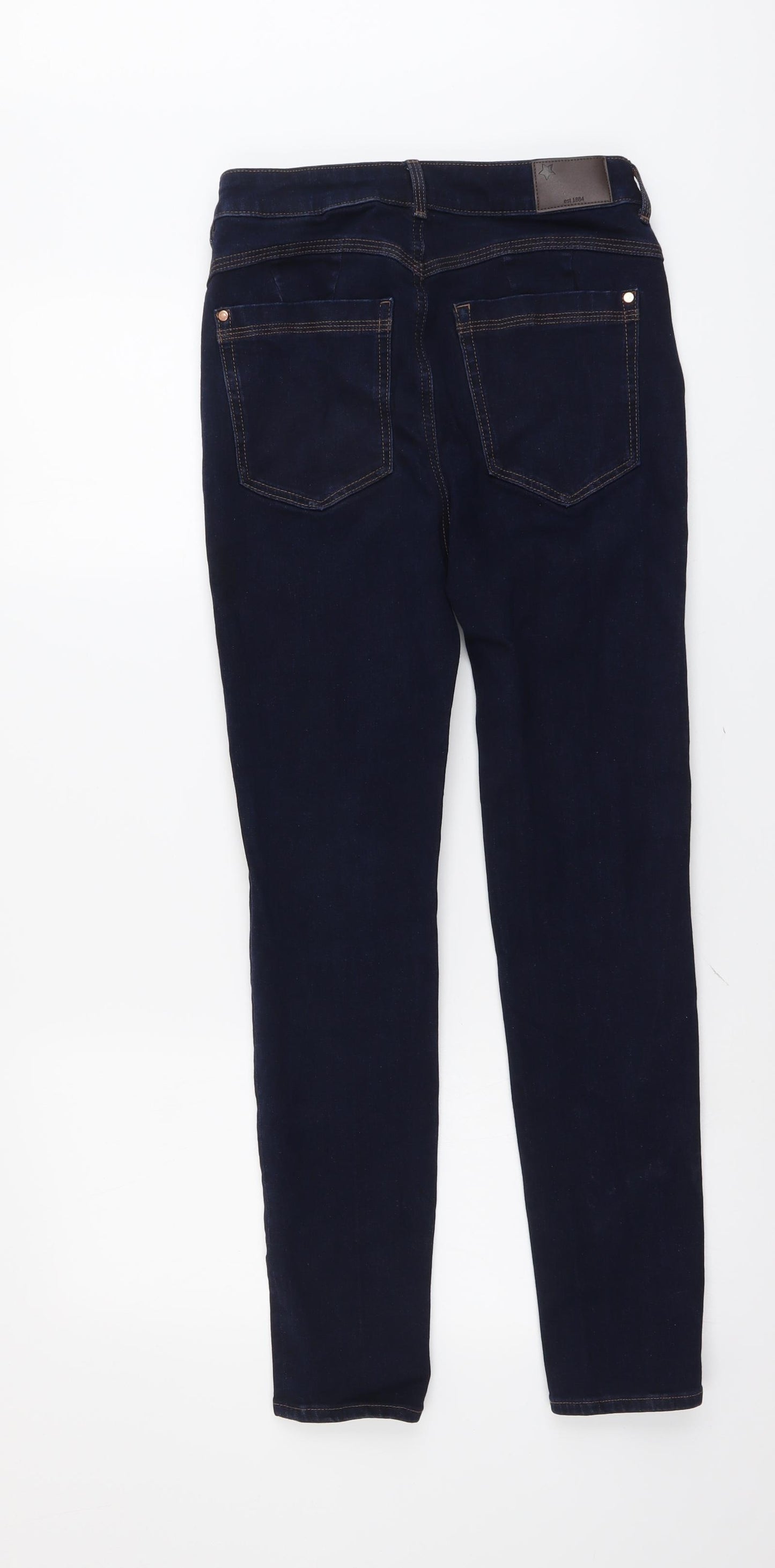 Marks and Spencer Womens Blue Cotton Skinny Jeans Size 26 in L28 in Regular Button