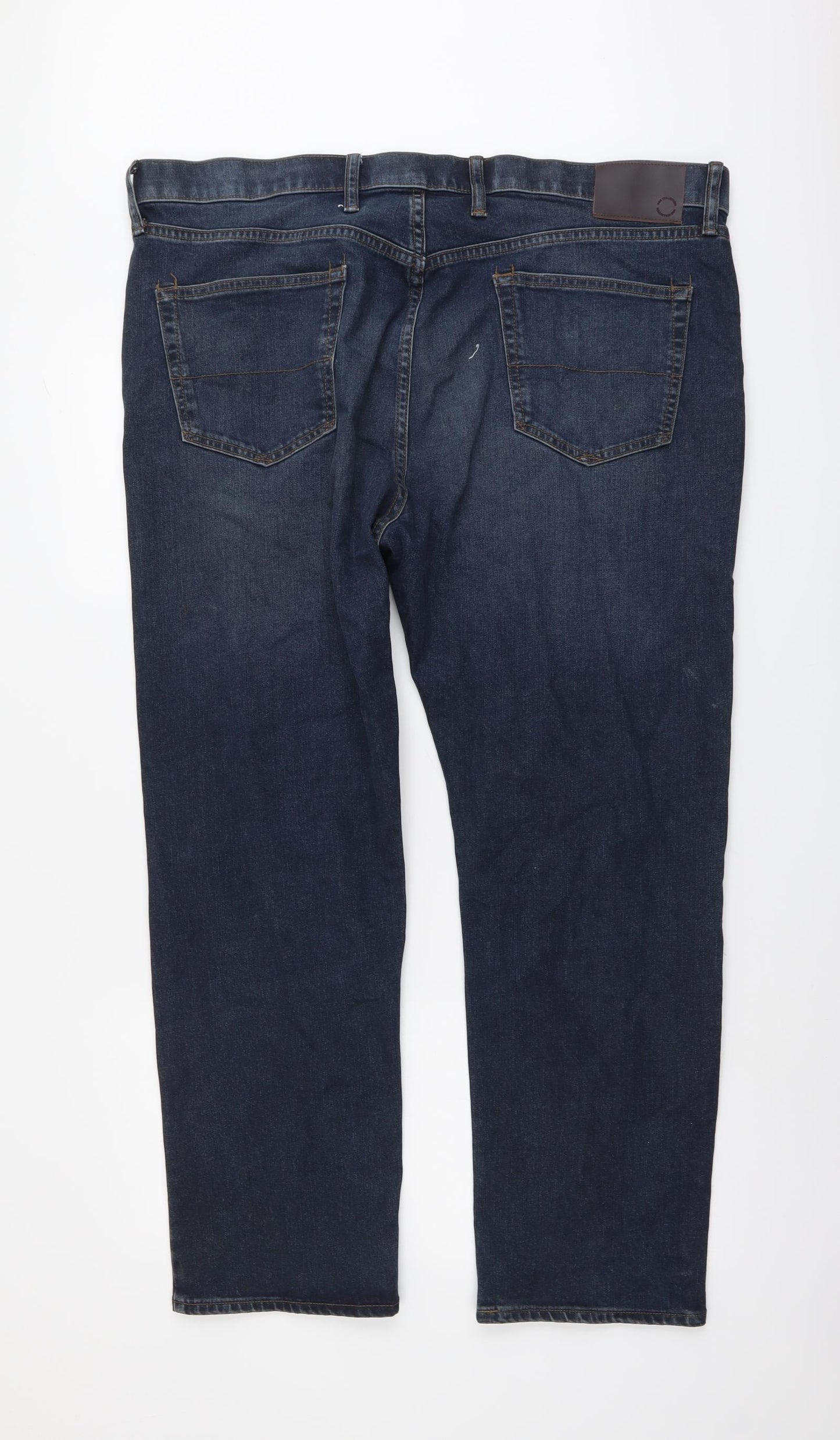 Marks and Spencer Mens Blue Cotton Straight Jeans Size 42 in L29 in Regular Button