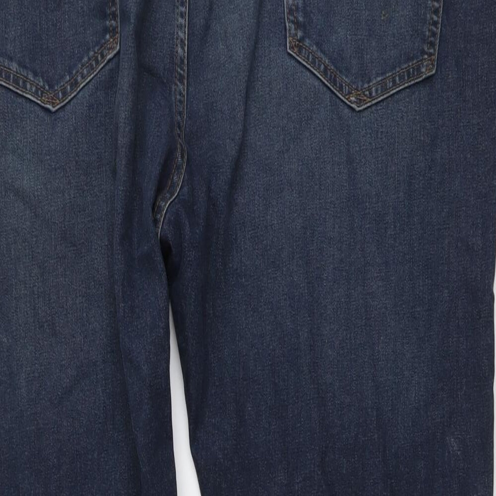 Marks and Spencer Mens Blue Cotton Straight Jeans Size 42 in L29 in Regular Button