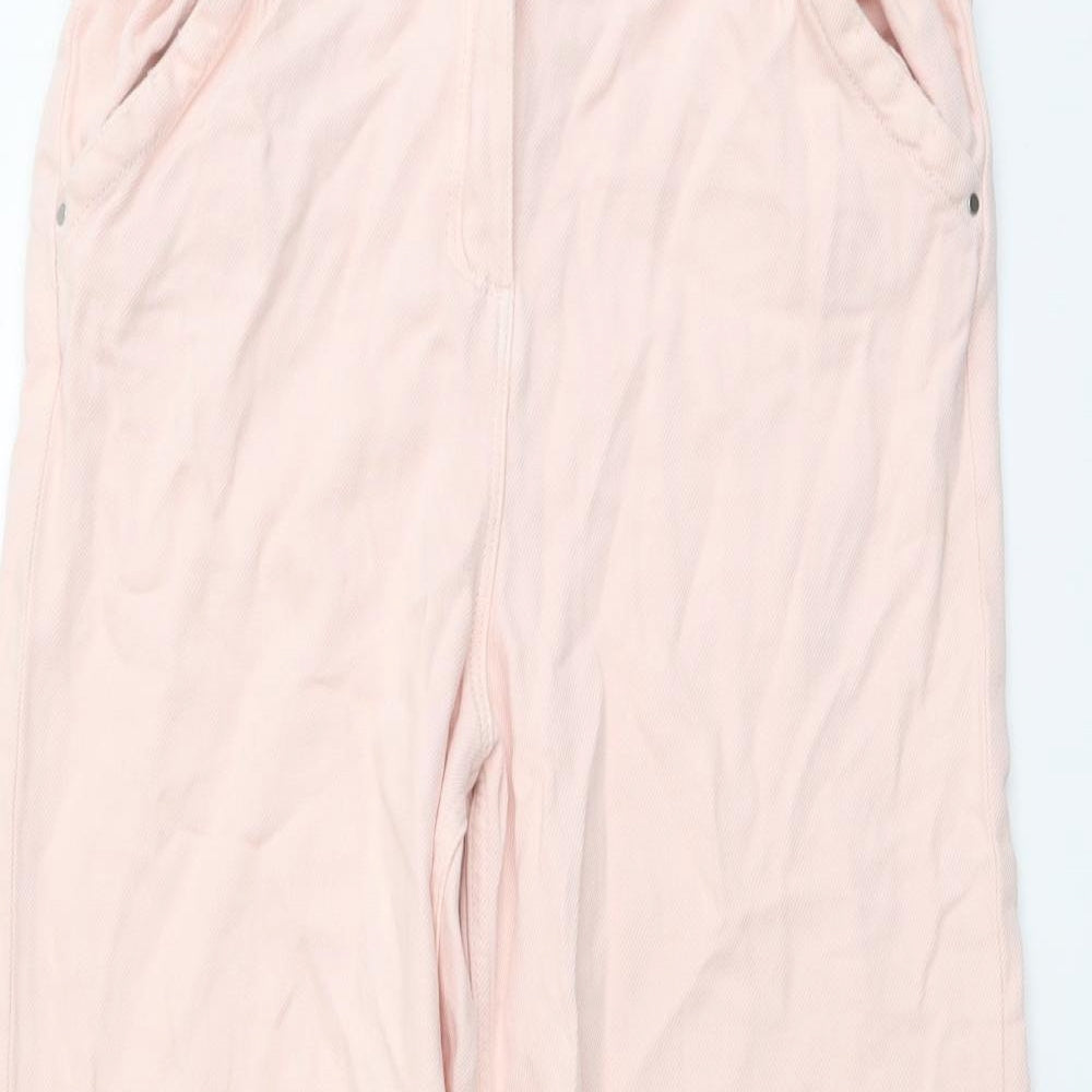 NEXT Girls Pink Cotton Wide-Leg Jeans Size 12 Years Regular Button