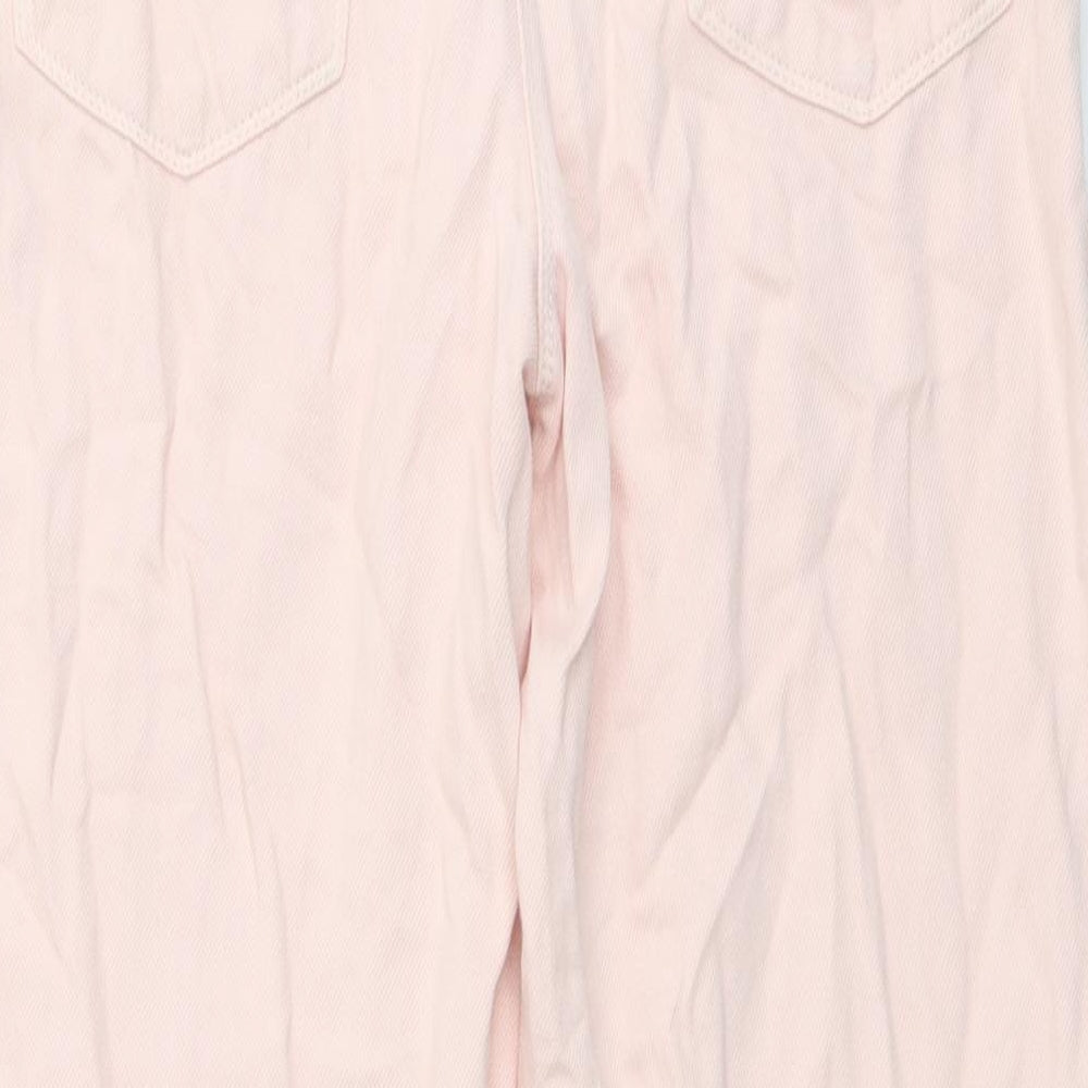 NEXT Girls Pink Cotton Wide-Leg Jeans Size 12 Years Regular Button