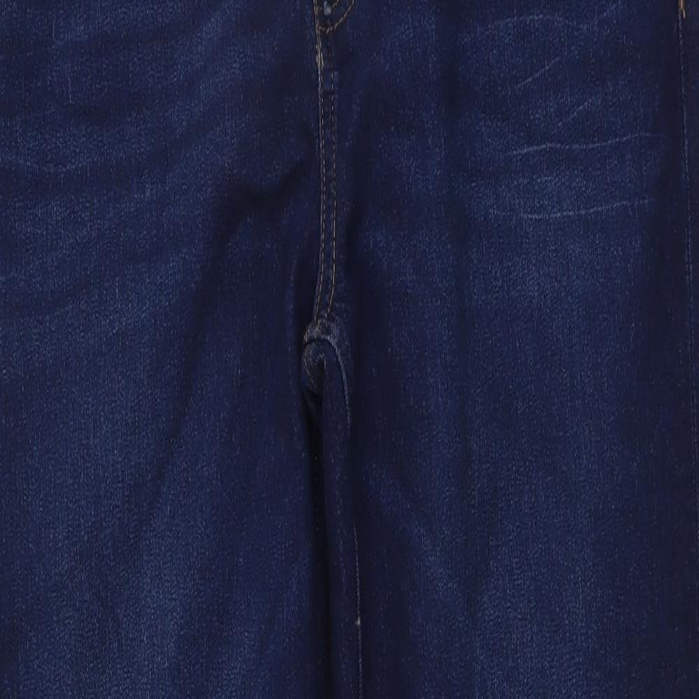 Marks and Spencer Womens Blue Cotton Mom Jeans Size 32 in L28 in Regular Button