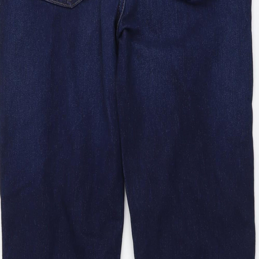 Marks and Spencer Womens Blue Cotton Mom Jeans Size 32 in L28 in Regular Button