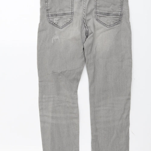 Zara Boys Grey Cotton Straight Jeans Size 9 Years Regular Button - Distressed