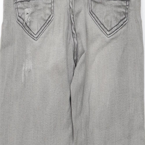 Zara Boys Grey Cotton Straight Jeans Size 9 Years Regular Button - Distressed