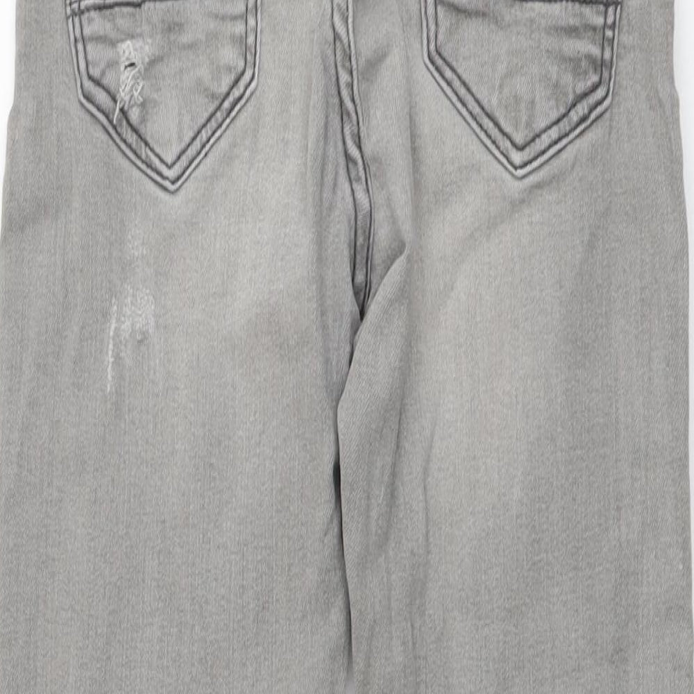 Zara Boys Grey Cotton Straight Jeans Size 9 Years Regular Button - Distressed