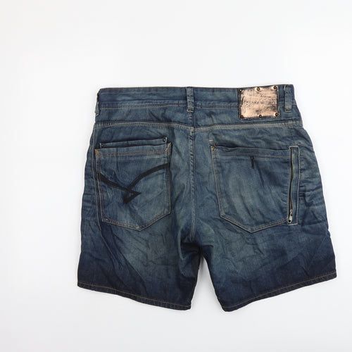Firetrap Mens Beige Cotton Biker Shorts Size 32 in L7 in Regular Button