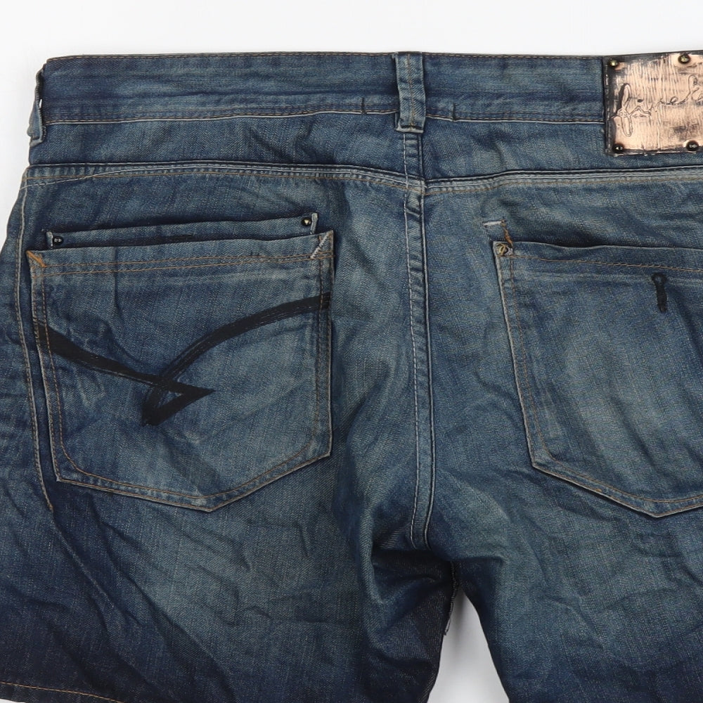 Firetrap Mens Beige Cotton Biker Shorts Size 32 in L7 in Regular Button