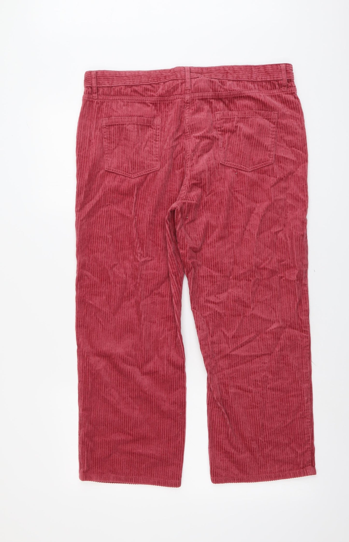 Marks and Spencer Womens Pink Cotton Trousers Size 14 L24 in Regular Button