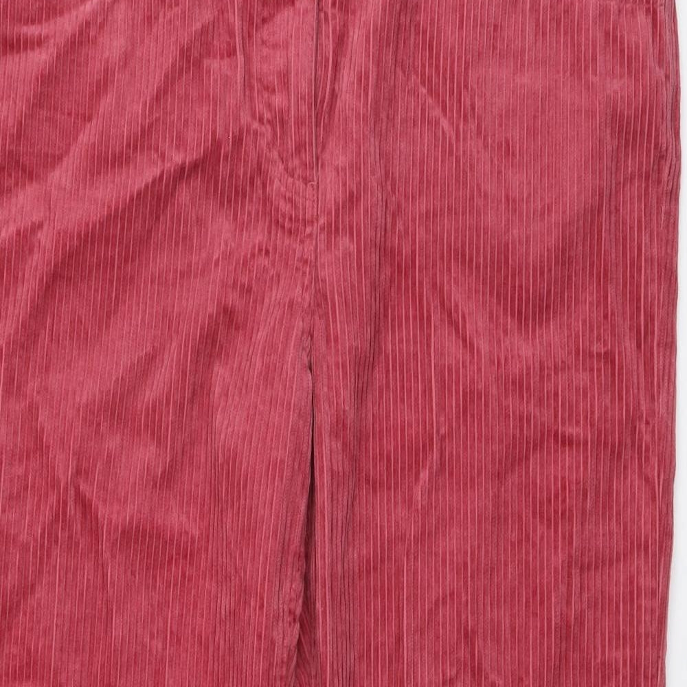 Marks and Spencer Womens Pink Cotton Trousers Size 14 L24 in Regular Button