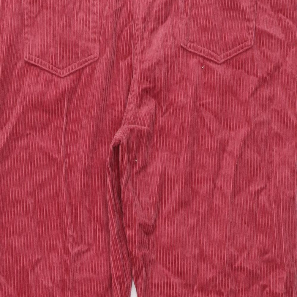 Marks and Spencer Womens Pink Cotton Trousers Size 14 L24 in Regular Button