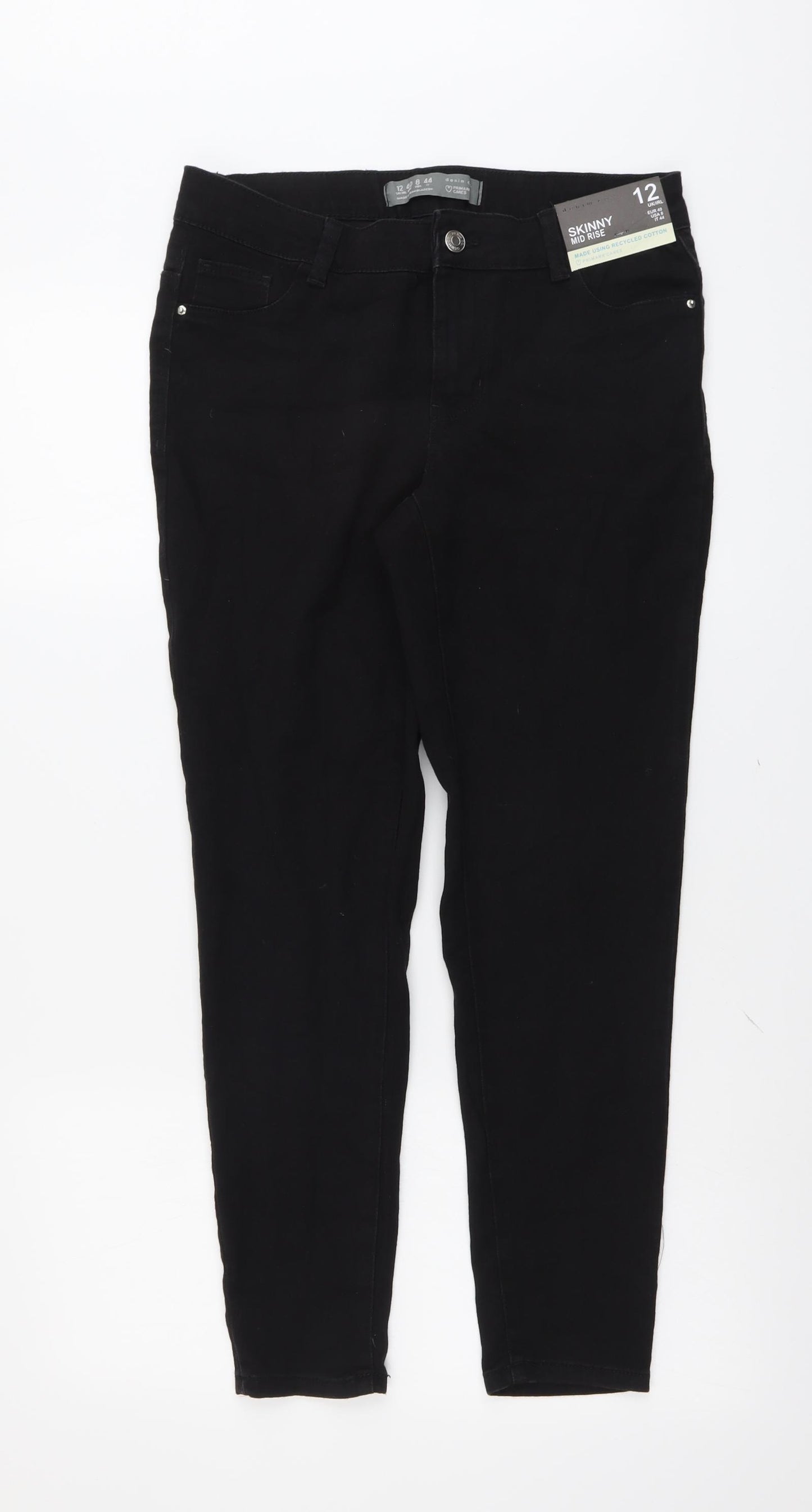 Denim & Co. Womens Black Cotton Skinny Jeans Size 12 L27 in Regular Button