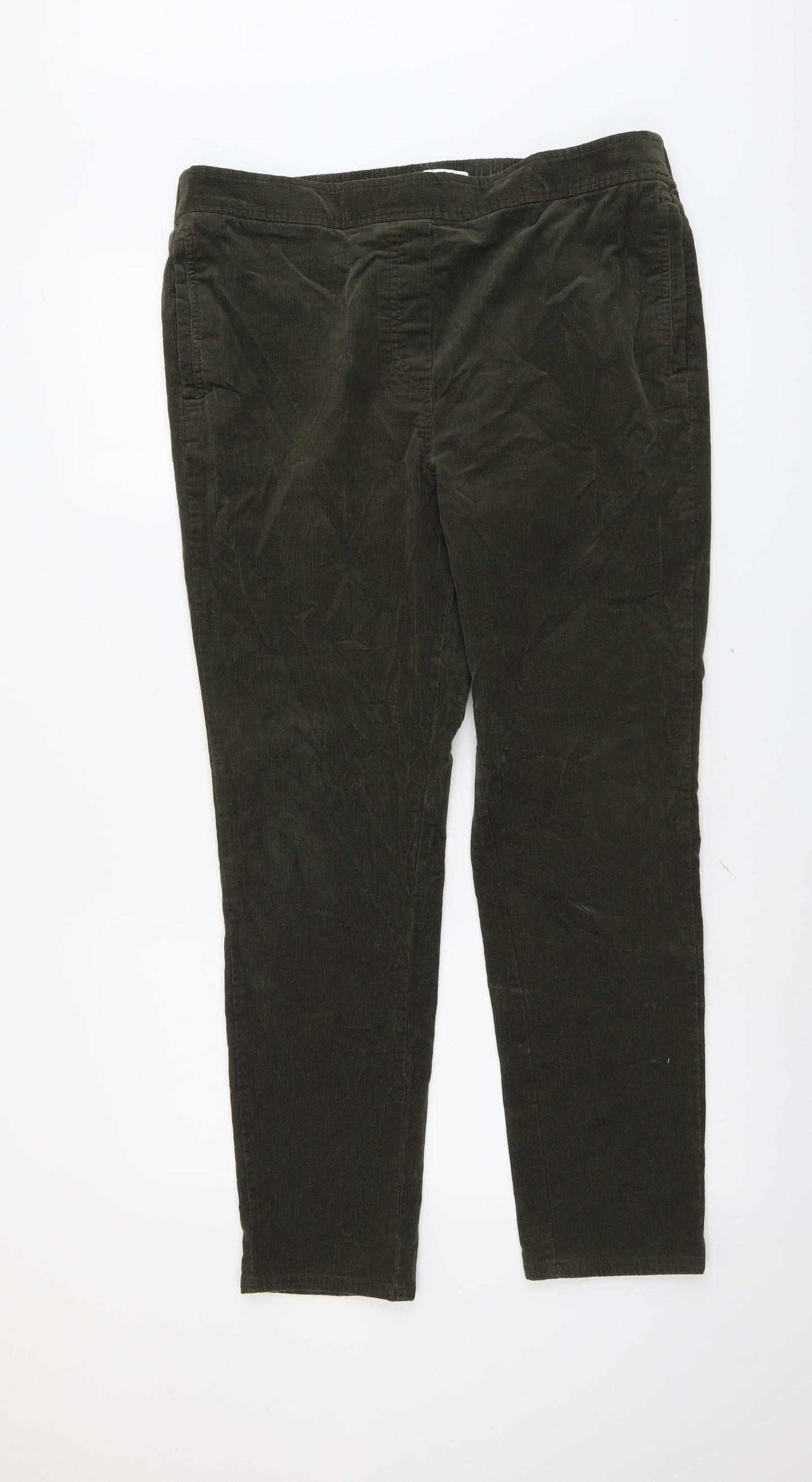 Marks and Spencer Womens Green Cotton Trousers Size 16 L28 in Regular
