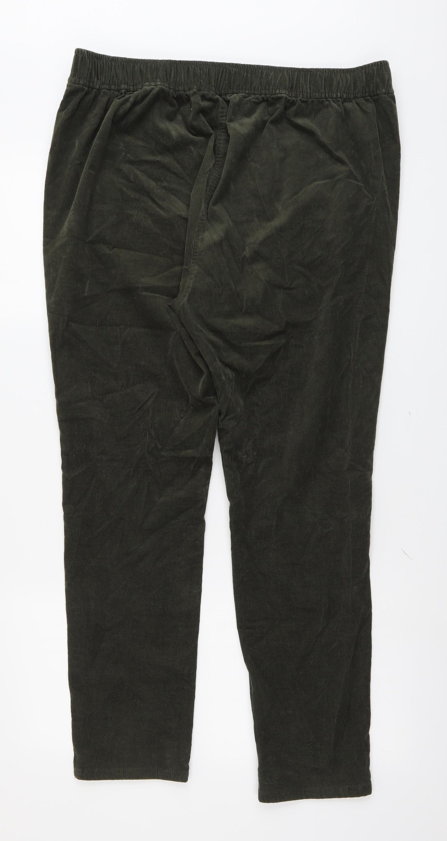 Marks and Spencer Womens Green Cotton Trousers Size 16 L28 in Regular