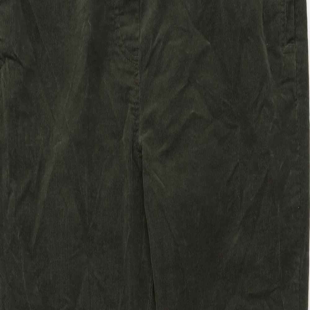Marks and Spencer Womens Green Cotton Trousers Size 16 L28 in Regular
