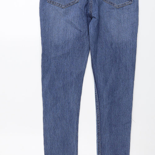 Marks and Spencer Womens Blue Cotton Skinny Jeans Size 26 in L30 in Regular Button