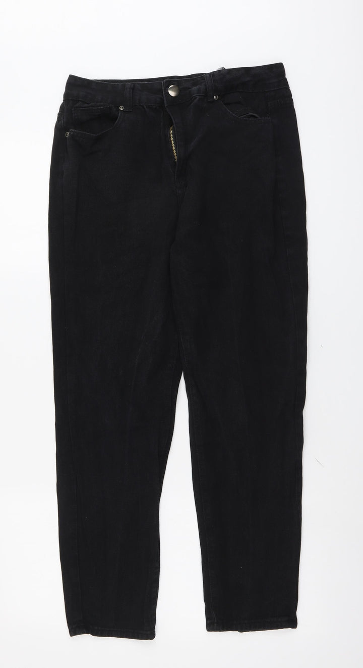 I SAW IT FIRST Womens Black Cotton Tapered Jeans Size 12 L26 in Regular Button