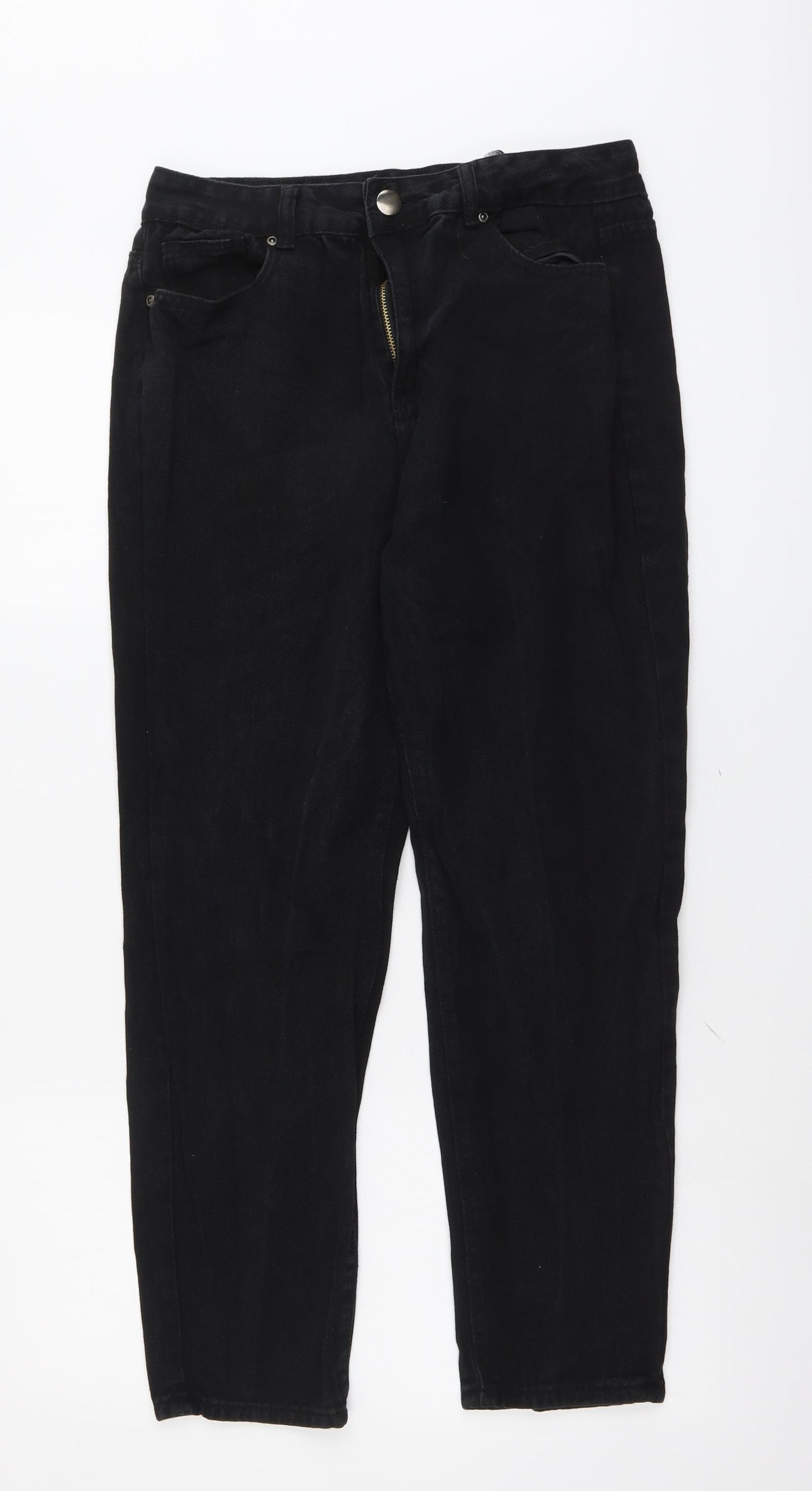 I SAW IT FIRST Womens Black Cotton Tapered Jeans Size 12 L26 in Regular Button