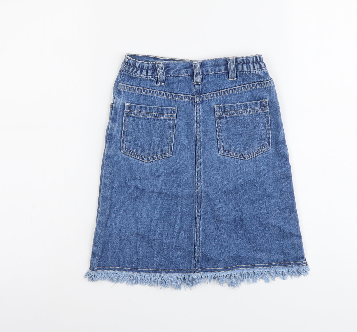 Ladybird Girls Blue Cotton Straight & Pencil Skirt Size 4-5 Years Regular Button