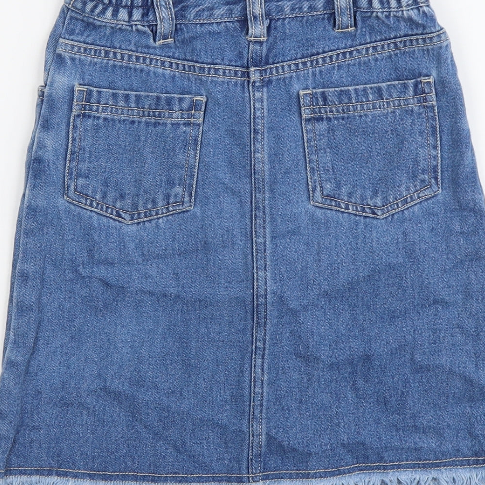 Ladybird Girls Blue Cotton Straight & Pencil Skirt Size 4-5 Years Regular Button
