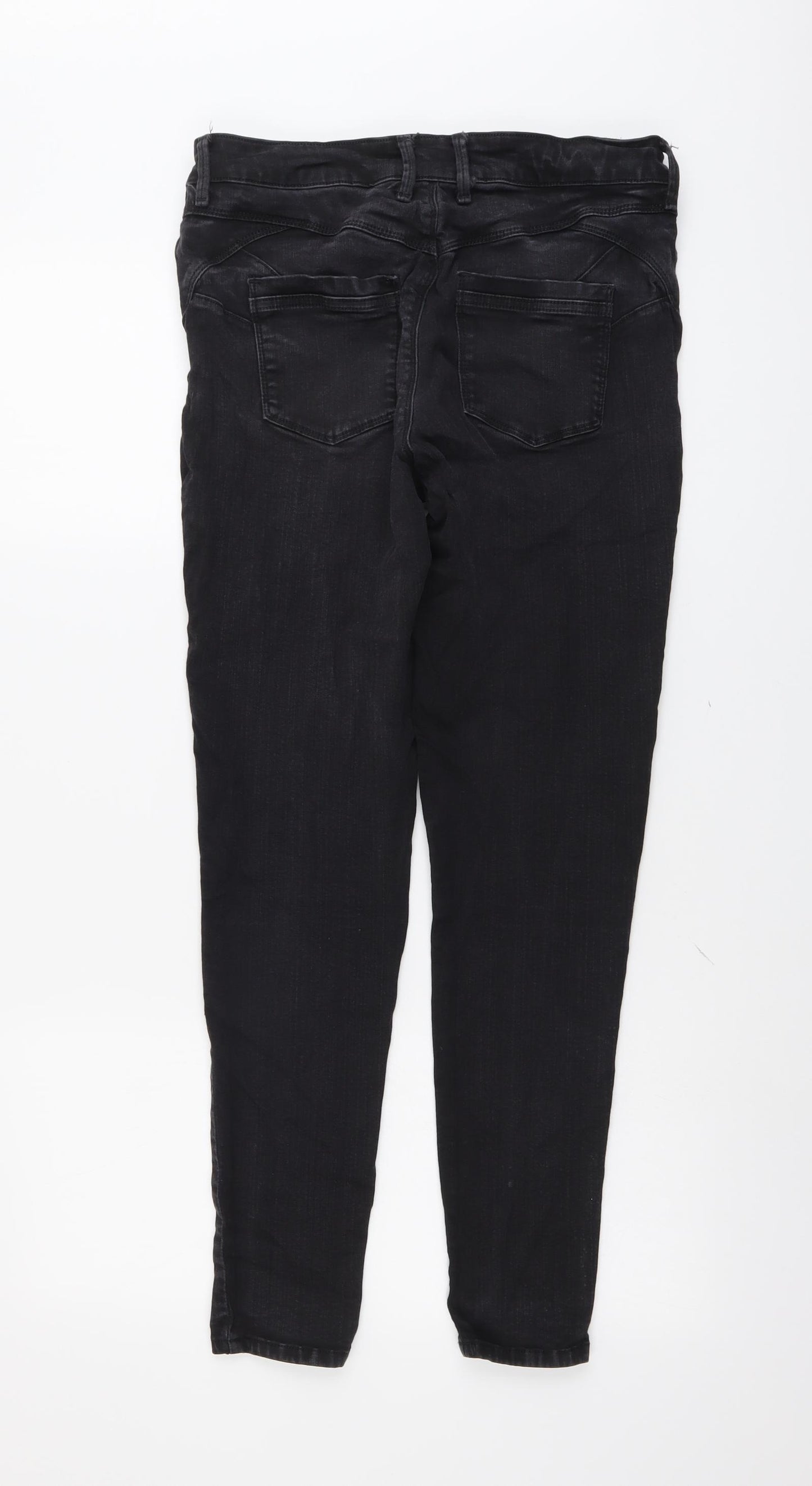 TU Womens Black Cotton Skinny Jeans Size 12 L27 in Regular Button