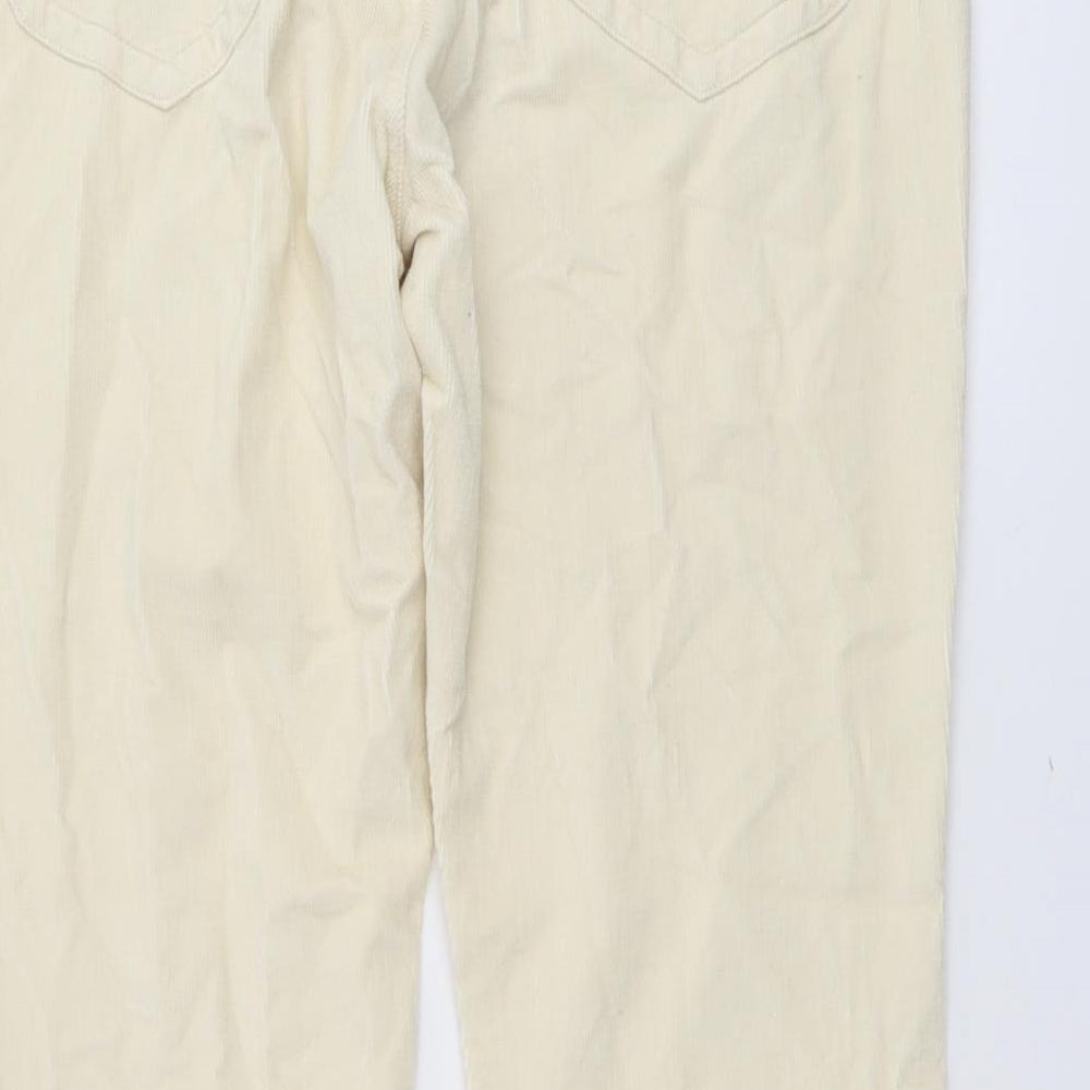 Autograph Womens Ivory Cotton Trousers Size 18 L30 in Regular Button