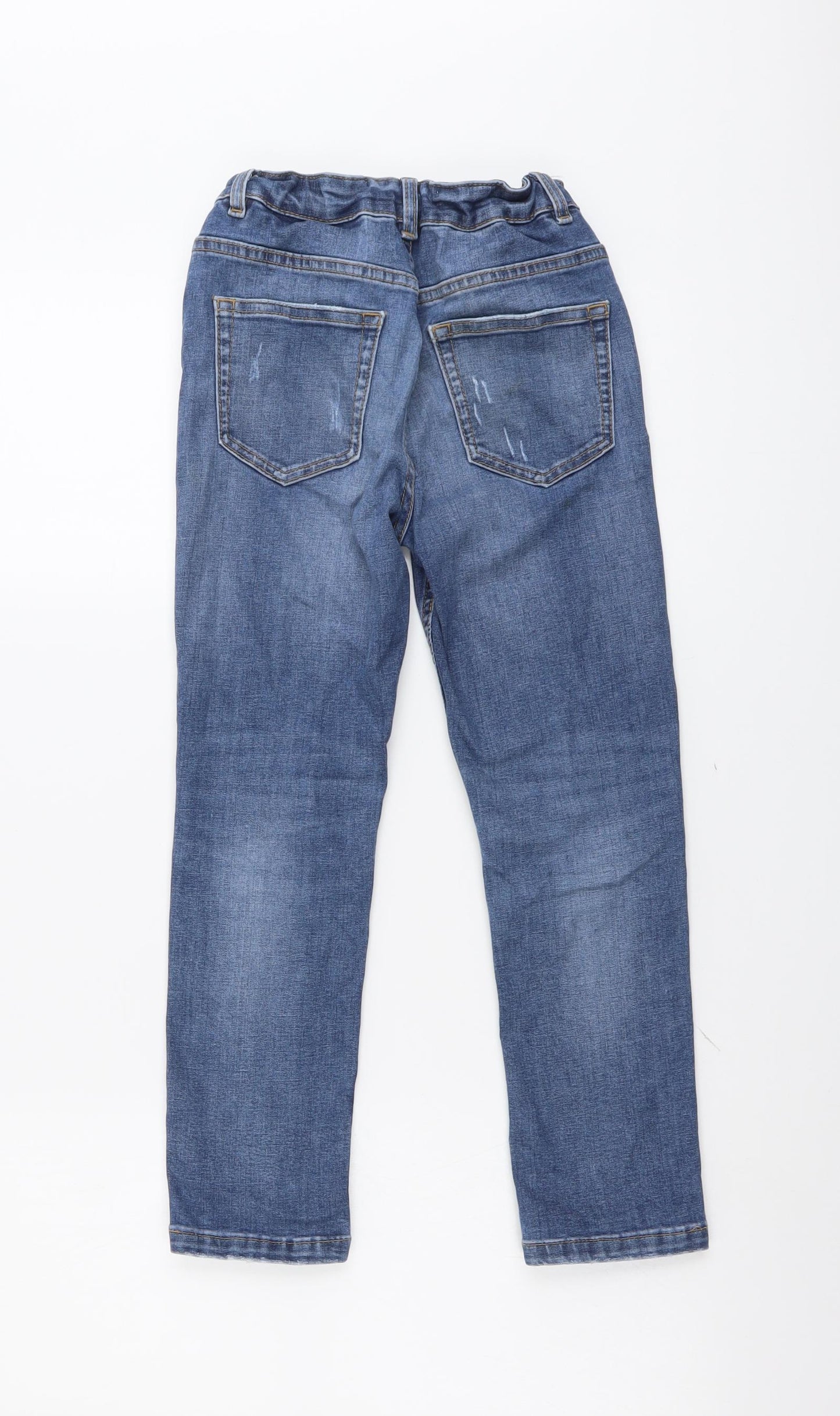 Marks and Spencer Boys Blue Cotton Straight Jeans Size 8-9 Years Regular Button