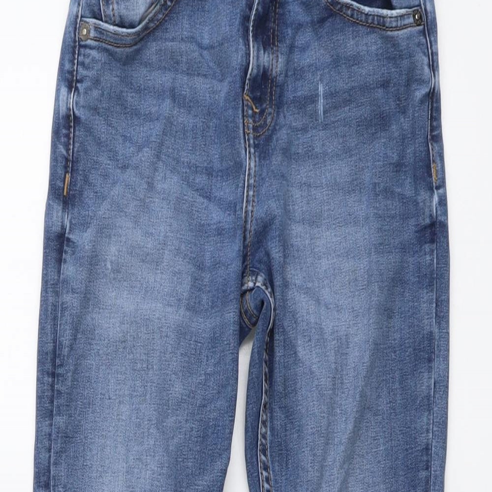 Marks and Spencer Boys Blue Cotton Straight Jeans Size 8-9 Years Regular Button