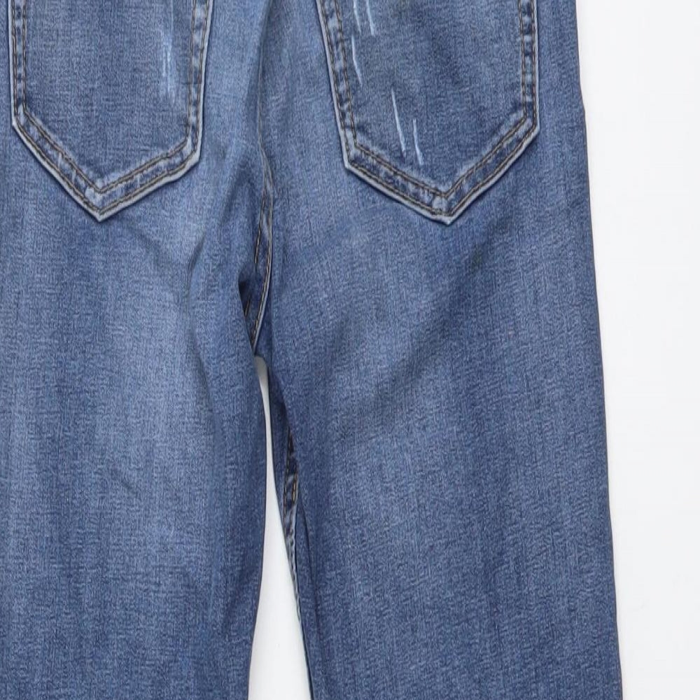 Marks and Spencer Boys Blue Cotton Straight Jeans Size 8-9 Years Regular Button