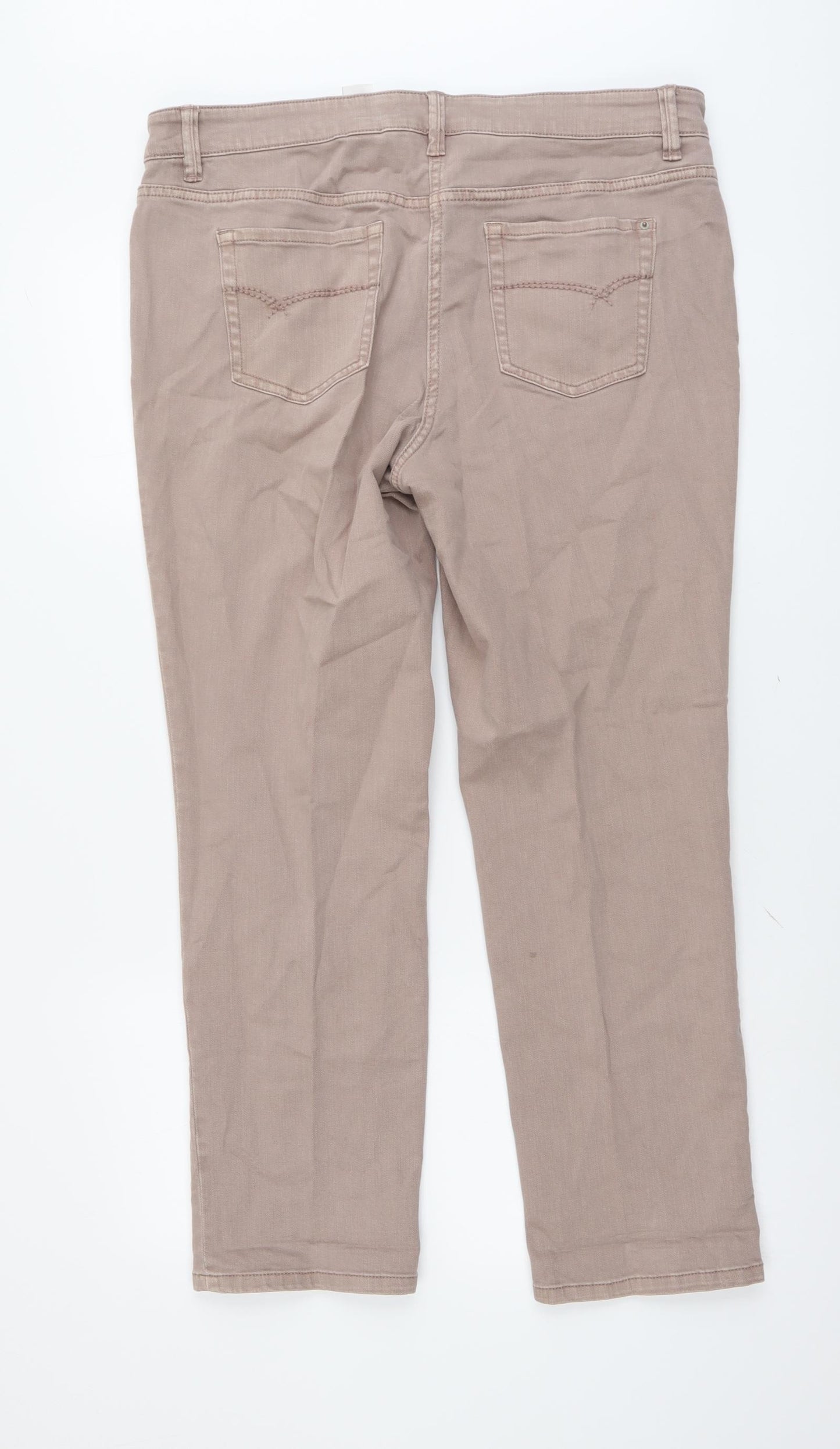 NEXT Womens Pink Cotton Tapered Jeans Size 16 L28 in Regular Button
