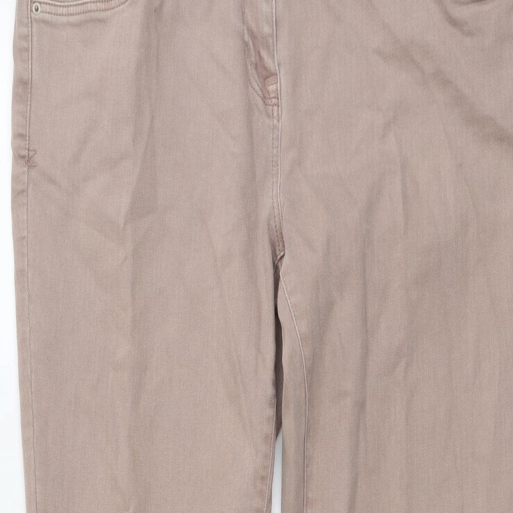 NEXT Womens Pink Cotton Tapered Jeans Size 16 L28 in Regular Button