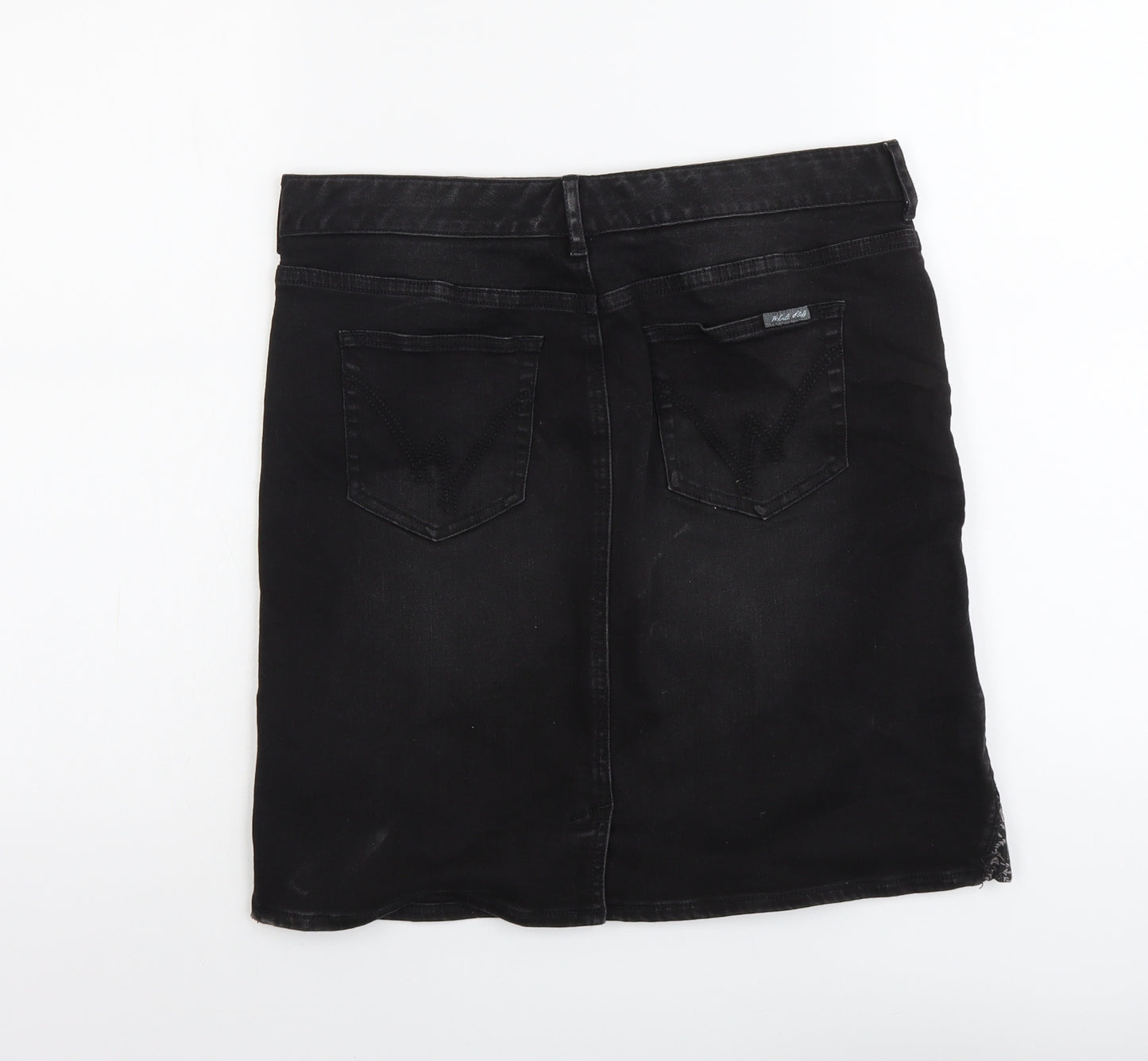 White Stuff Womens Black Cotton Mini Skirt Size 10 Button