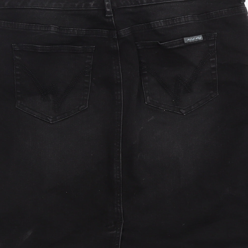 White Stuff Womens Black Cotton Mini Skirt Size 10 Button