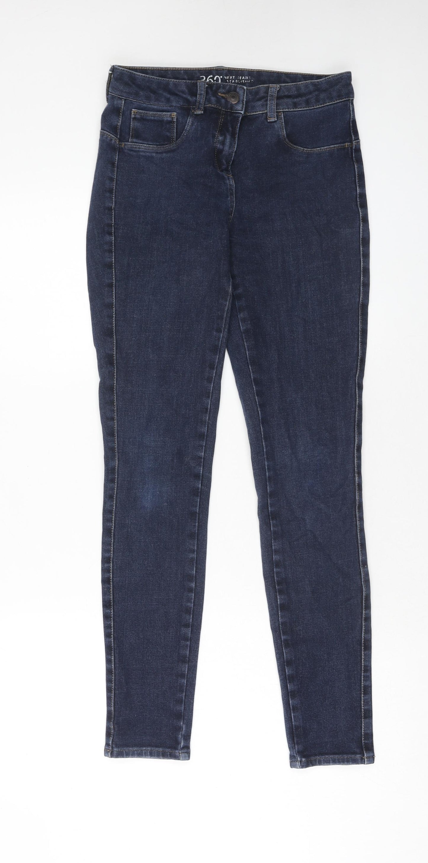 NEXT Womens Blue Cotton Skinny Jeans Size 8 Regular Zip