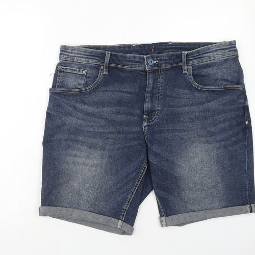 celio* Womens Blue Cotton Boyfriend Shorts Size 40 in Regular Zip